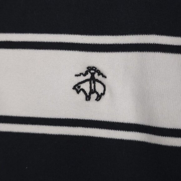 Brooks Brothers Fleece Rugby Soft Polo Shirt LS Striped MEDIUM Black White - Picture 8 of 10